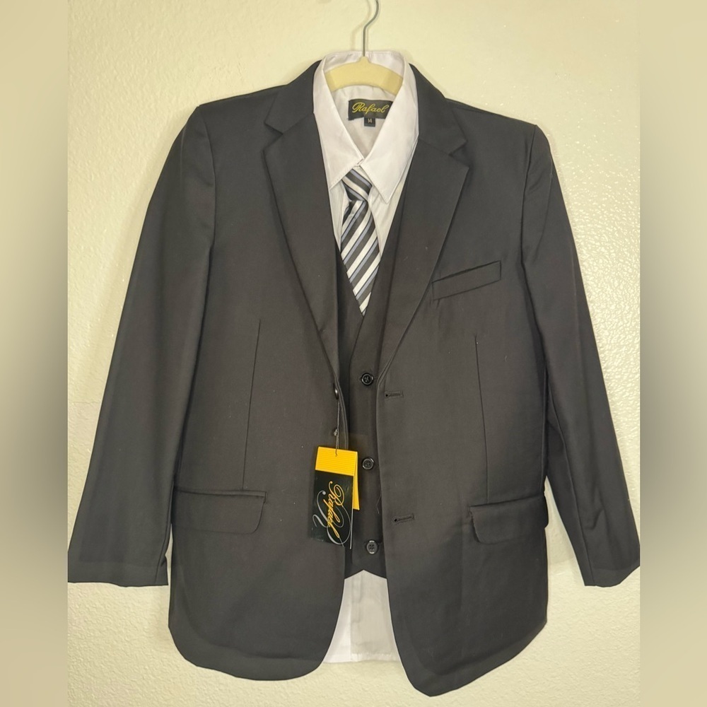 Rafael 2 Button Black Suit Blazer Sports Coat Size 14.